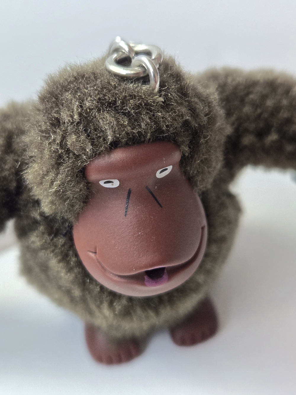 Kipling HUGO Fuzzy Monkey Gorilla Keychain Olive Army Green Plush Bag Charm - Picture 4 of 7